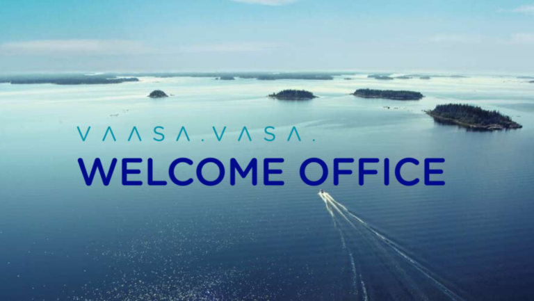 Welcome Office logo Vaasan saariston yllä